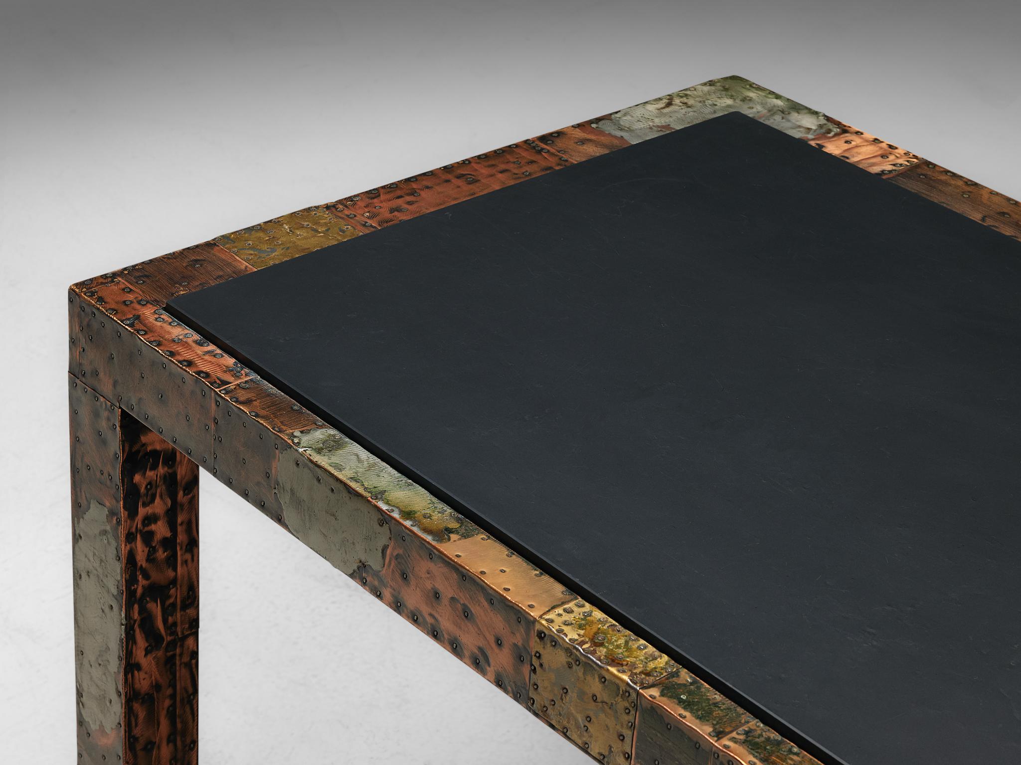 Brass Paul Evans Patchwork Desk, 1970s