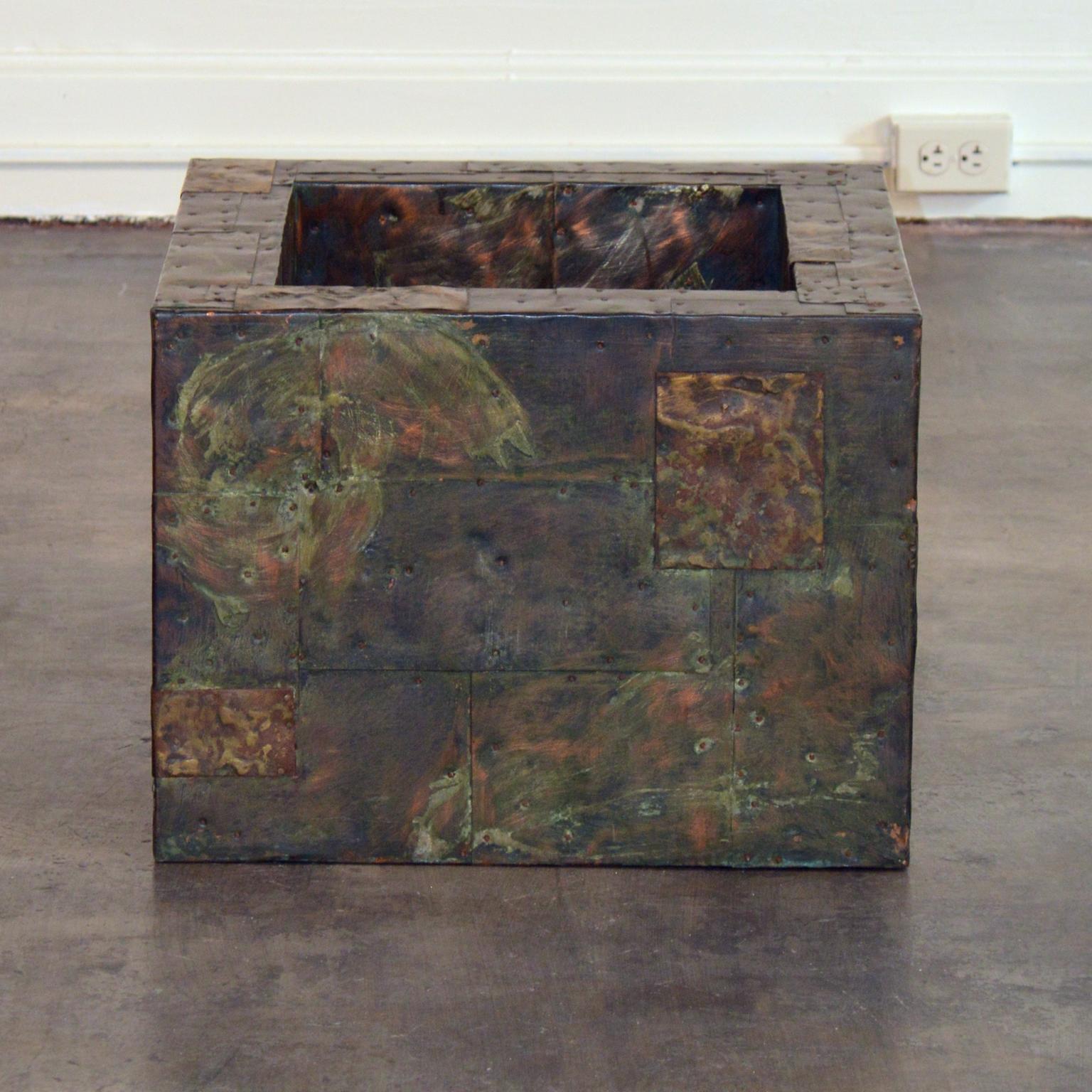 Brutalist Paul Evans Patchwork Metal Coffee Table for Directional c. 1970 For Sale