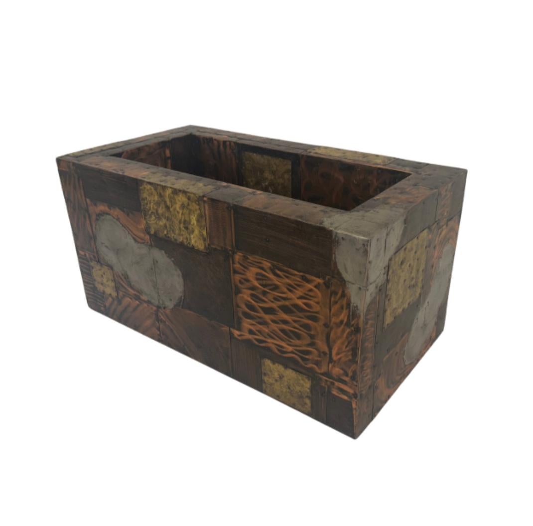 Américain Base de table basse rectangulaire en métal patchwork Paul Evans en vente