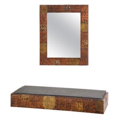 Paul Evans Patchwork Mirror and Wall-Mounted Console