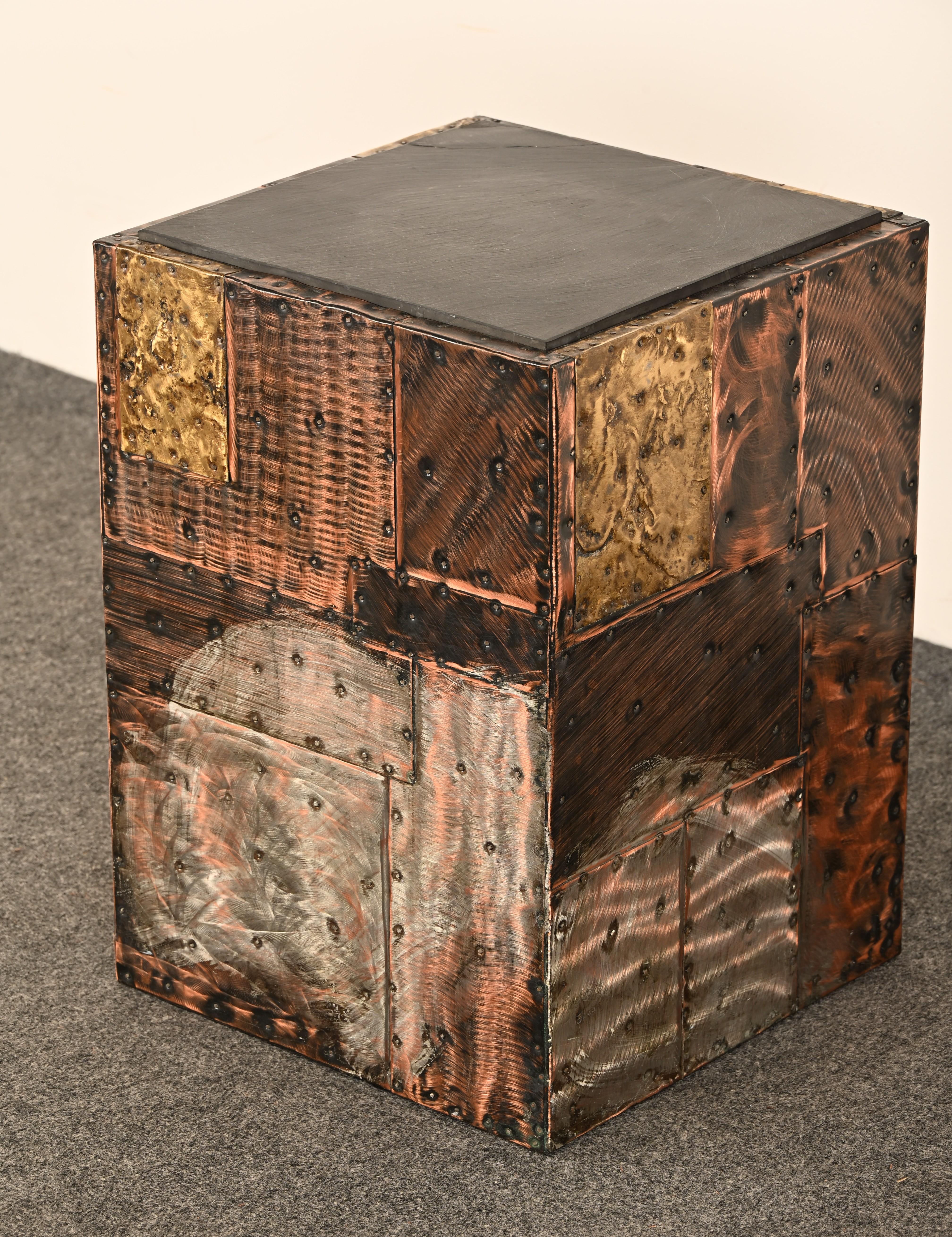 Mid-20th Century Paul Evans Patchwork Side Table or Low Pedestal, 1960s For Sale