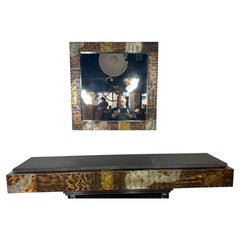 Paul Evans Patchwork & Slate Hanging Console & Mirror Set, USA 1960's
