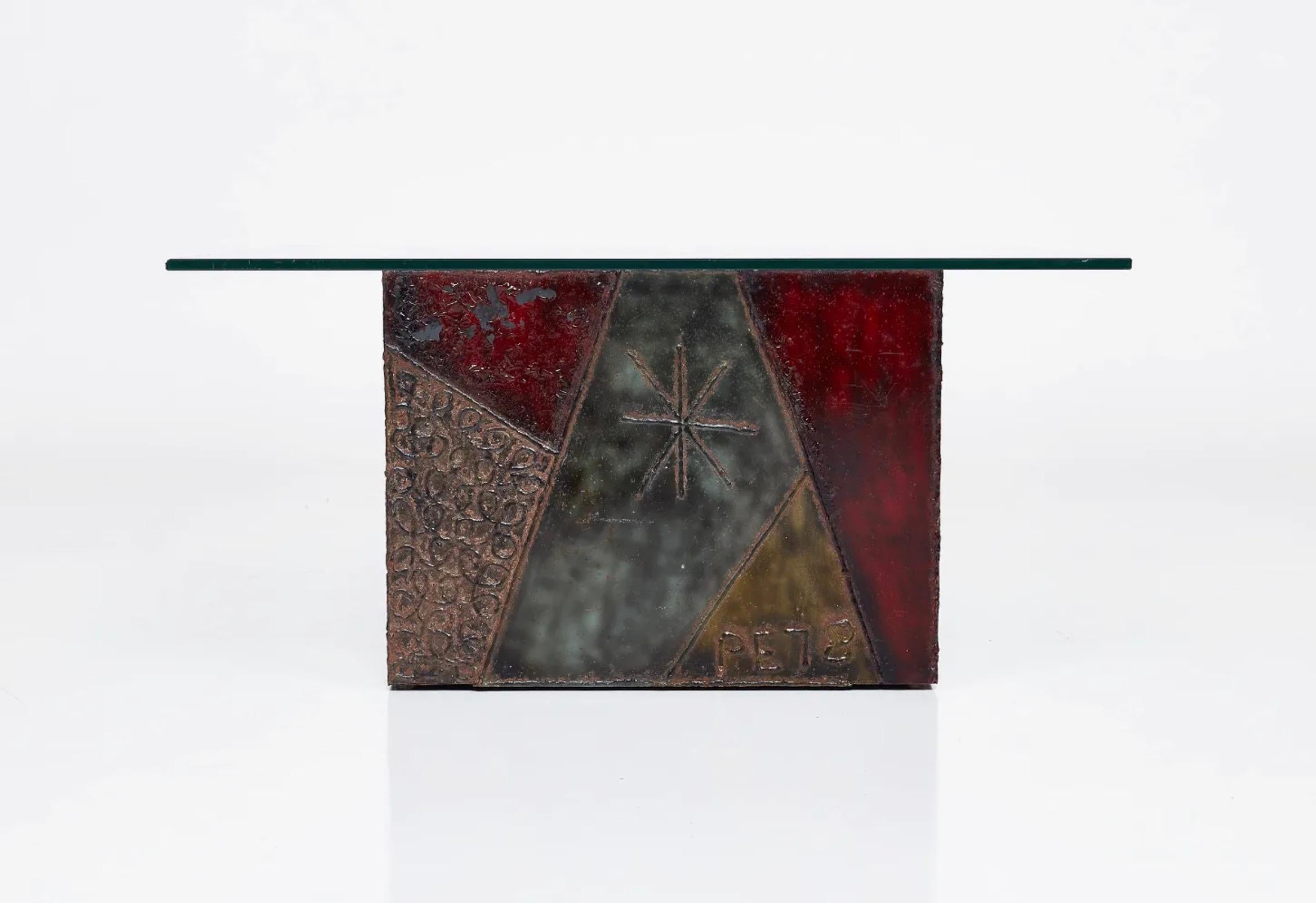 Paul Evans Table basse en acier rapiécé pour Directional, signée et datée 1978 en vente 3
