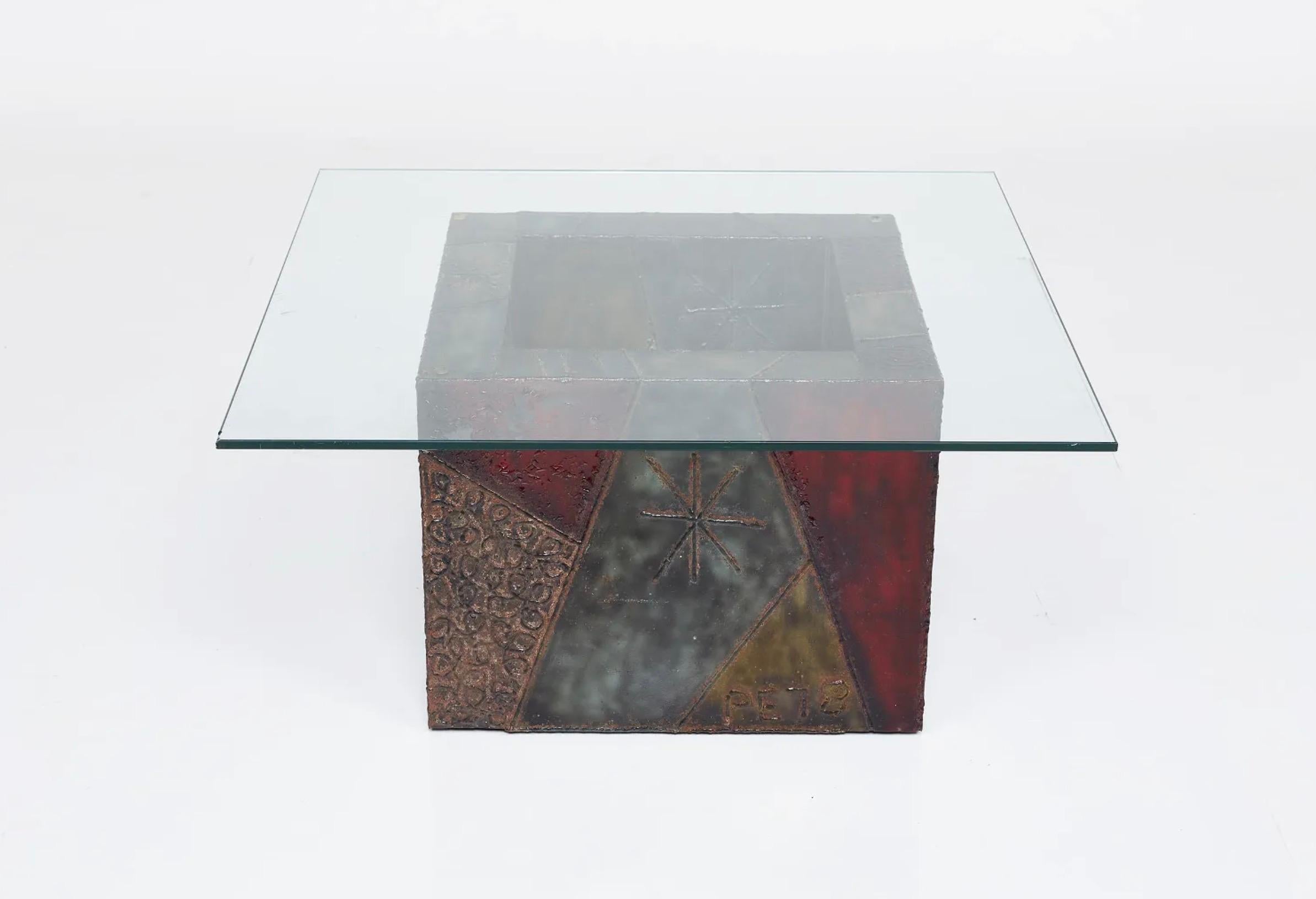 Paul Evans Table basse en acier rapiécé pour Directional, signée et datée 1978 en vente 4