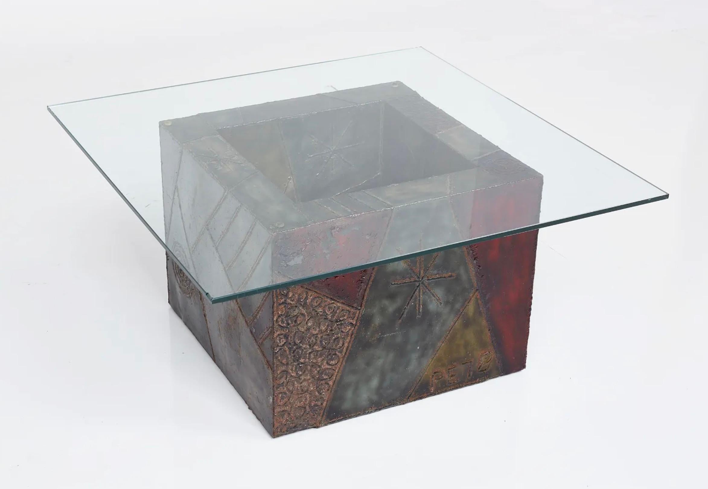Paul Evans Table basse en acier rapiécé pour Directional, signée et datée 1978 en vente 5