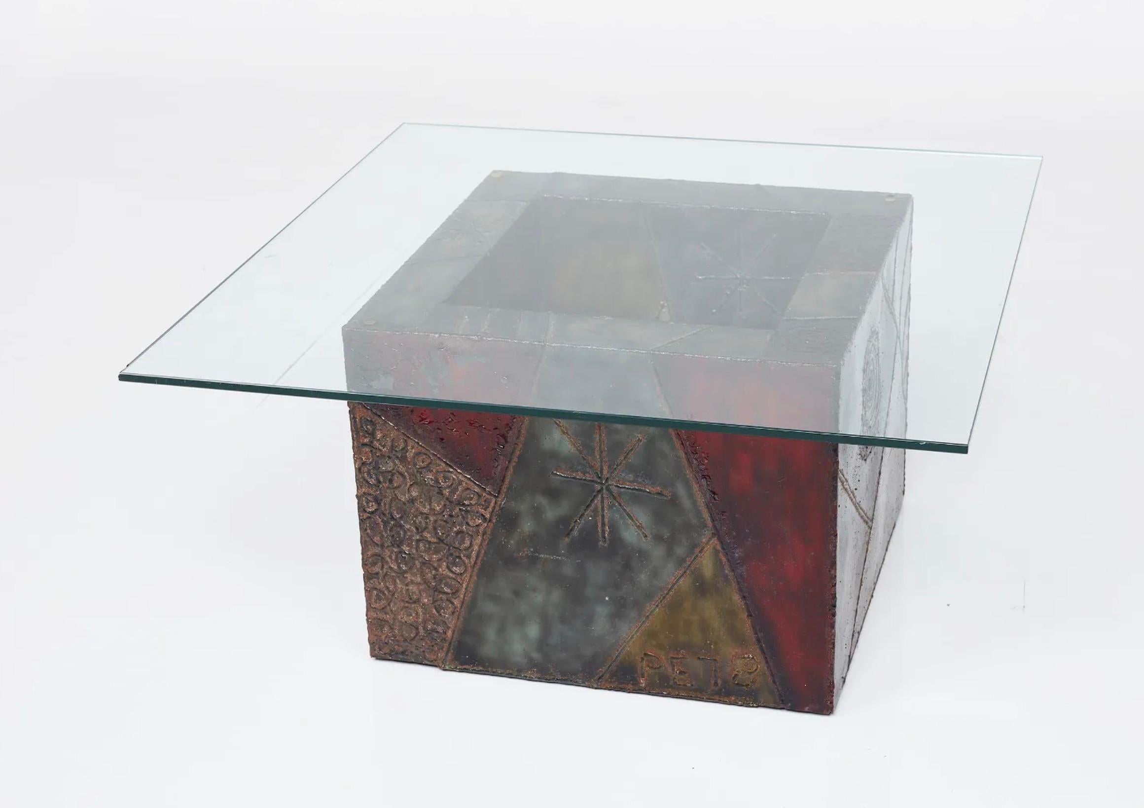 Paul Evans Table basse en acier rapiécé pour Directional, signée et datée 1978 en vente 6