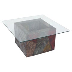 Paul Evans Table basse en acier rapiécé pour Directional, signée et datée 1978