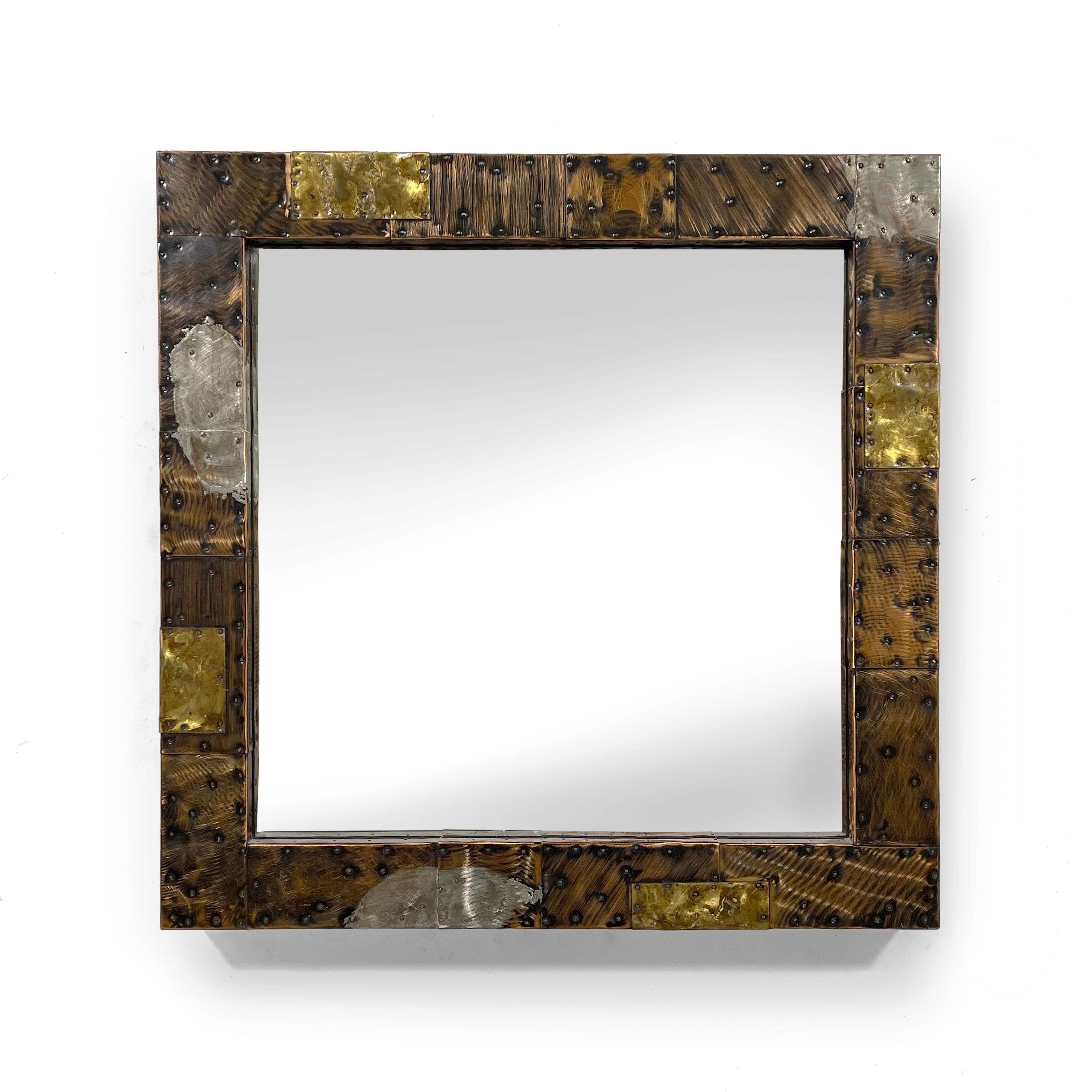 Brutalist Paul Evans Patchwork Wall Mirror For Sale