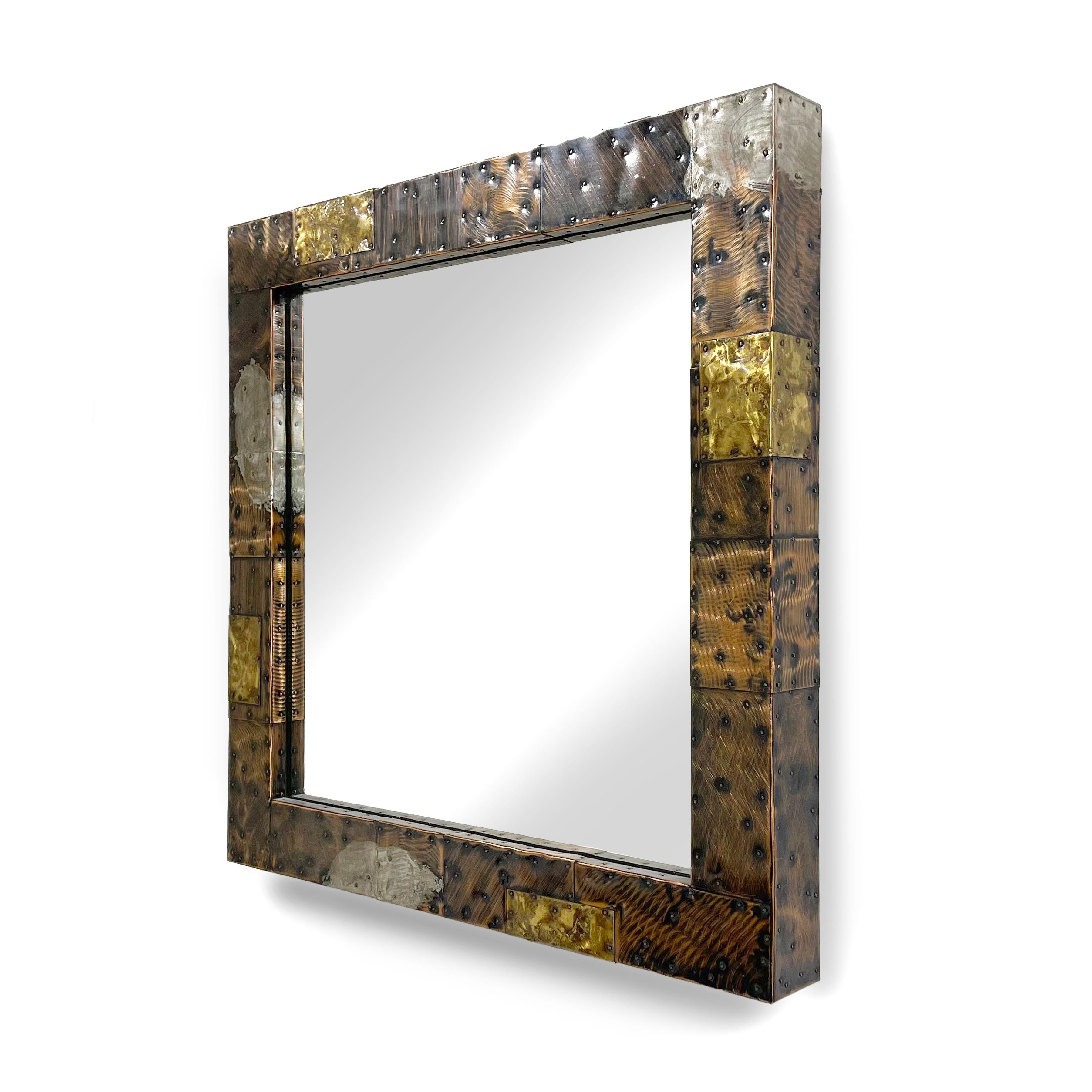 American Paul Evans Patchwork Wall Mirror For Sale