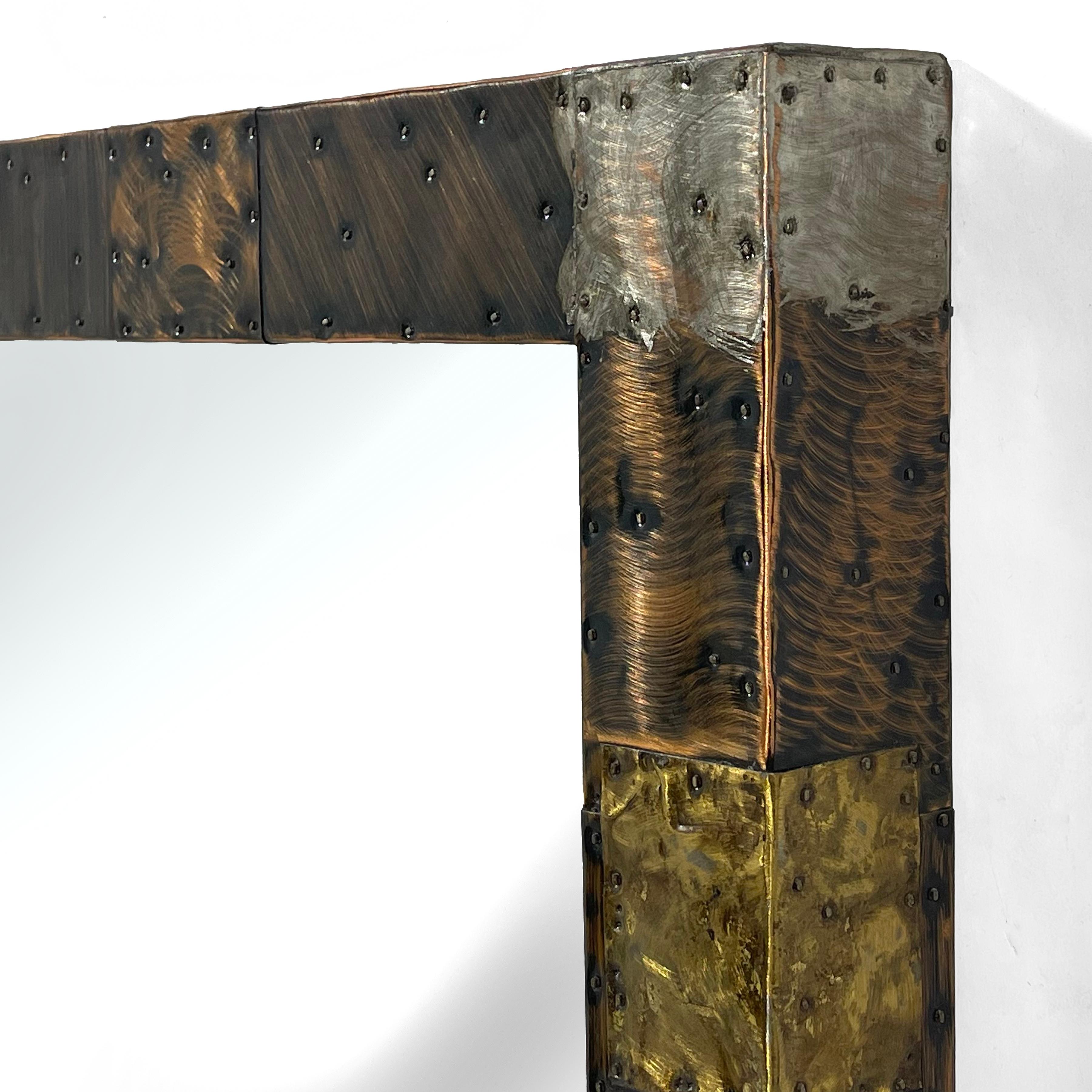 Paul Evans Patchwork Wall Mirror In Good Condition For Sale In Highland, IN
