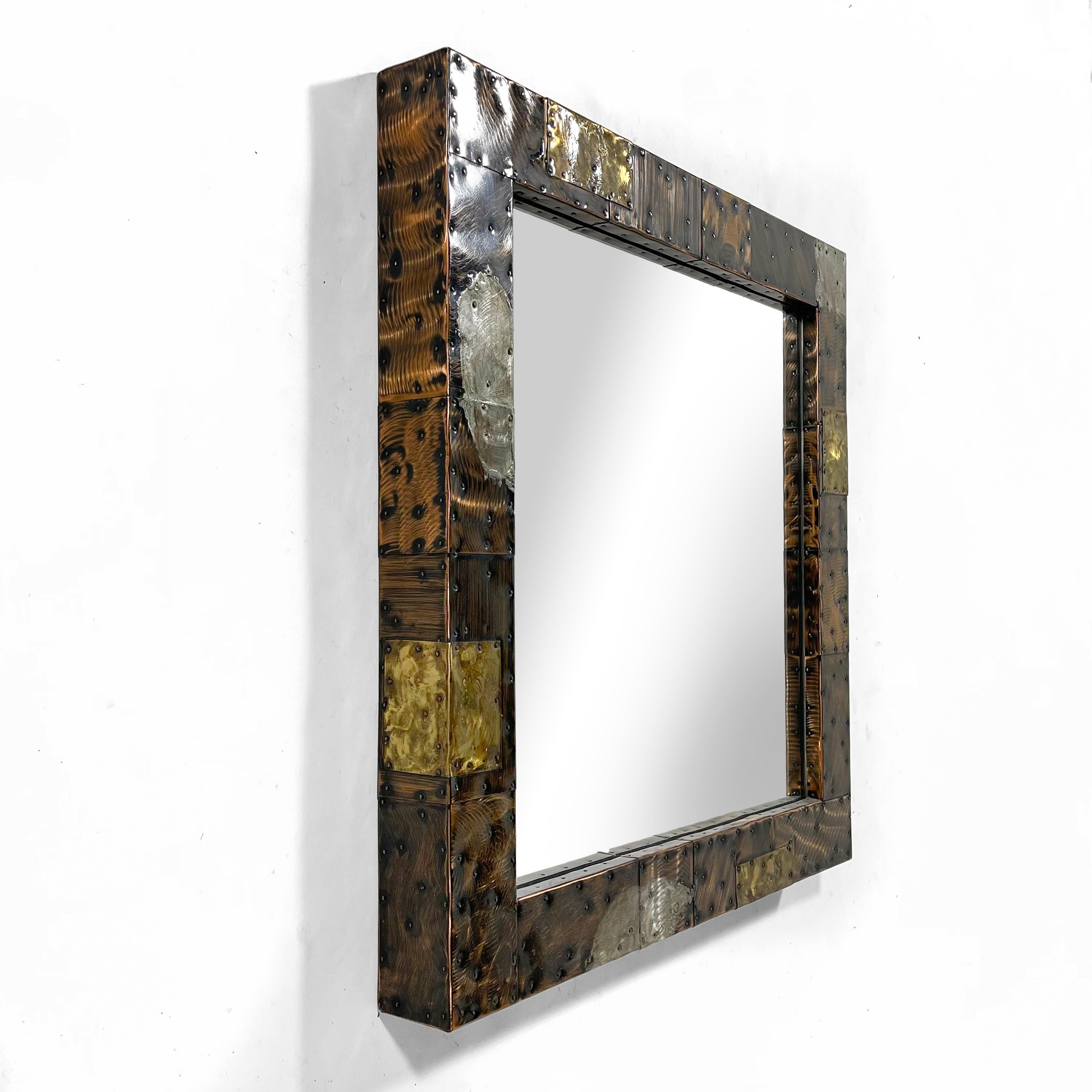 Mid-20th Century Paul Evans Patchwork Wall Mirror For Sale