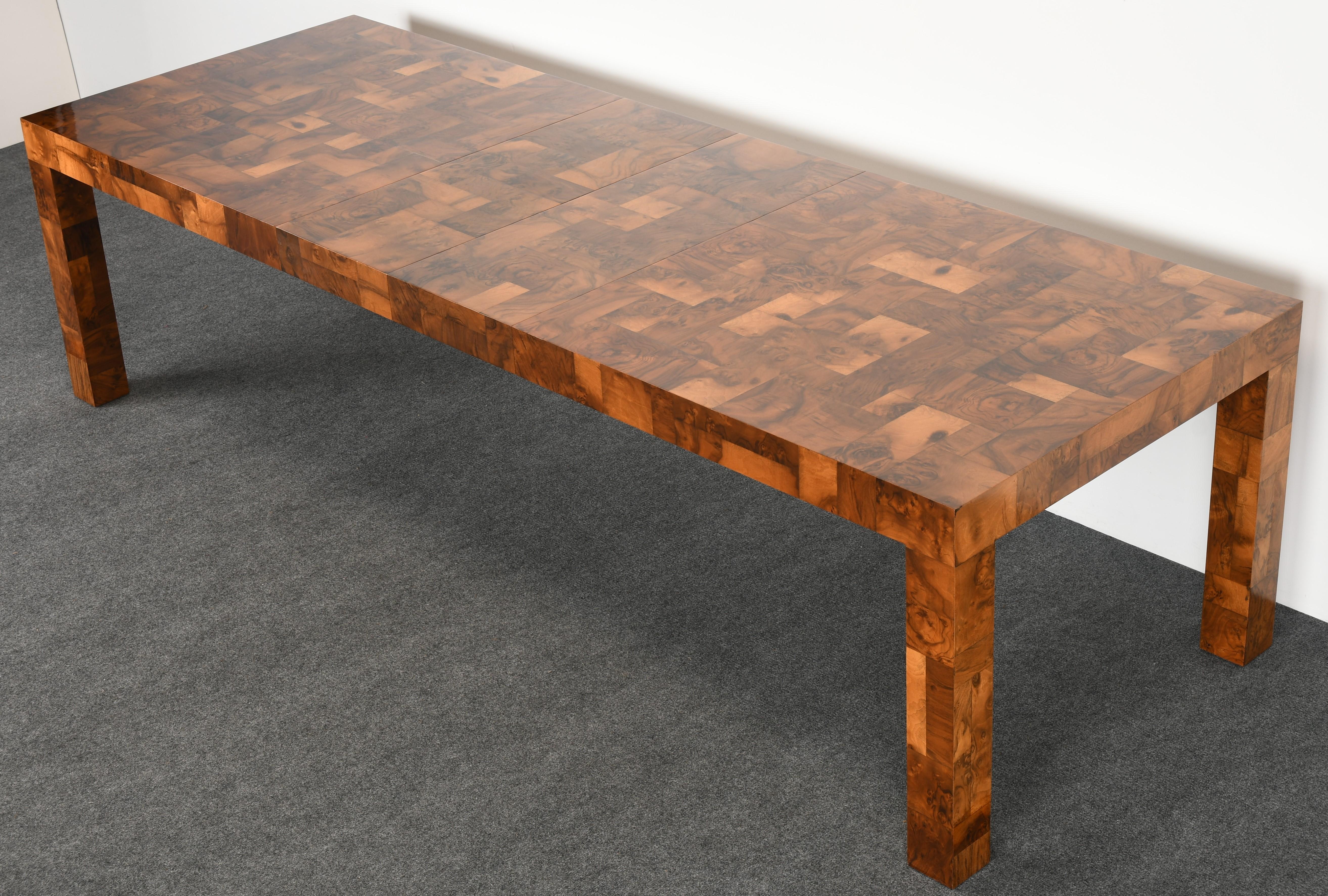 American Paul Evans Patchwork Walnut Dining Table for Directional, 1970s