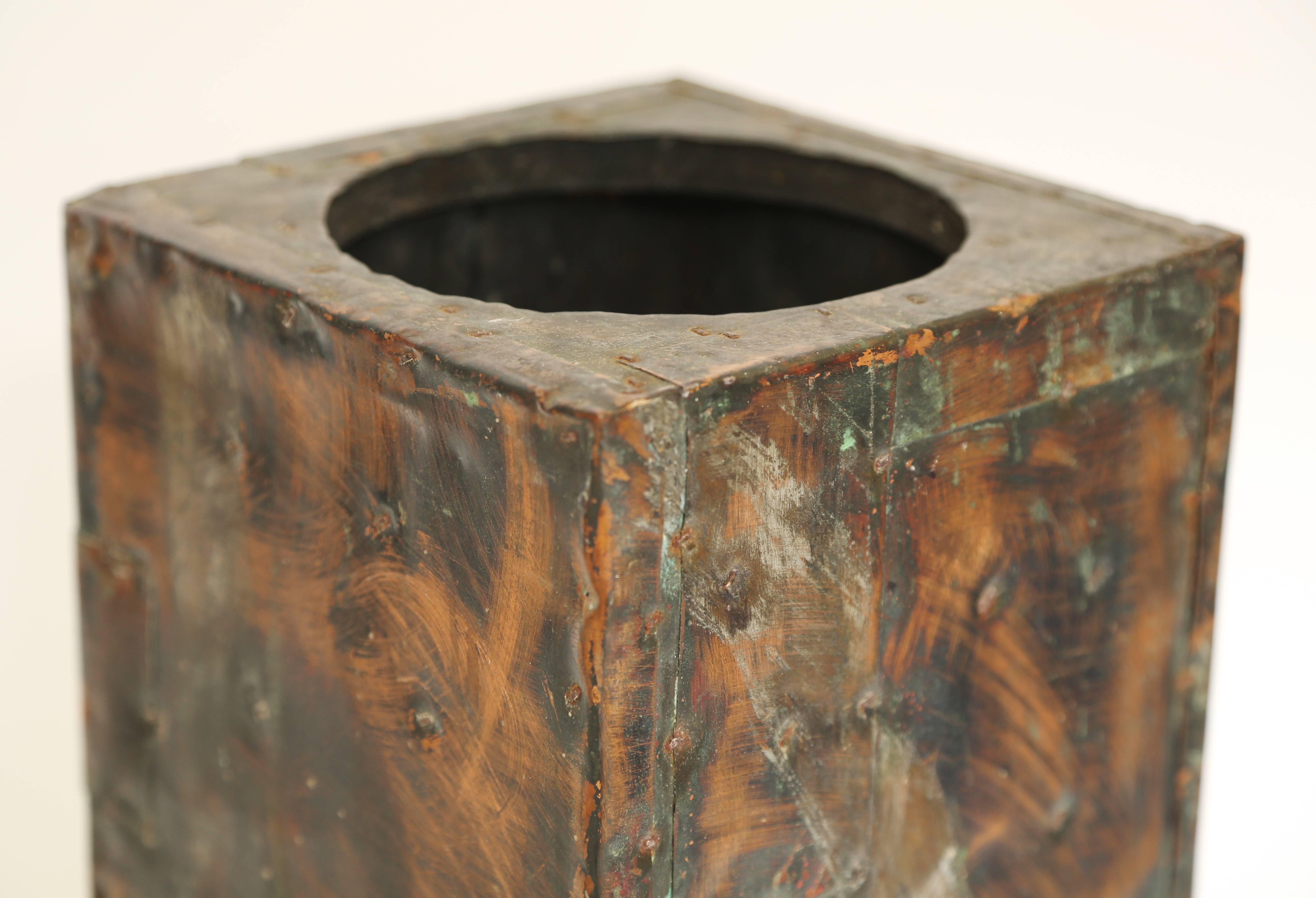 Mid-20th Century Paul Evans Patinated Copper, Steel and Brass Large Vase