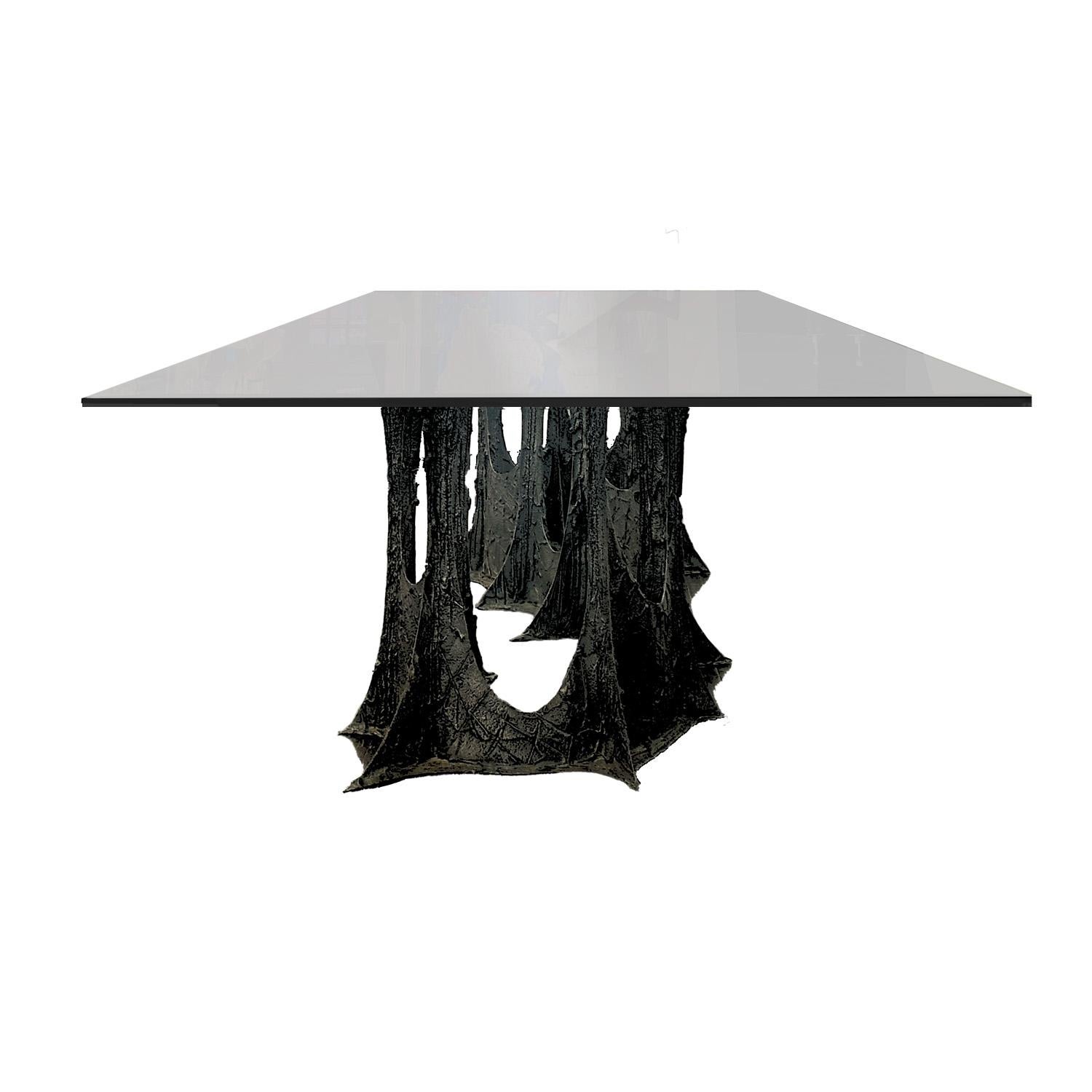 American Paul Evans PE 102 Sculpted Bronze Dining Table 1973 (Signed) For Sale