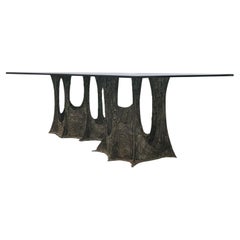 Vintage Paul Evans PE 102 Sculpted Bronze Dining Table 1973 (Signed)