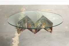 Paul Evans PE-11 Angle Cocktail Table in Oxidized Steel and Bronze, c. 1970