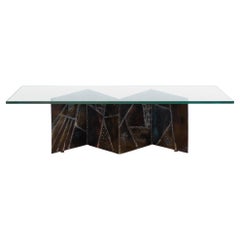 Paul Evans PE-11 Tavolo da cocktail in metallo scolpito per Directional Furniture