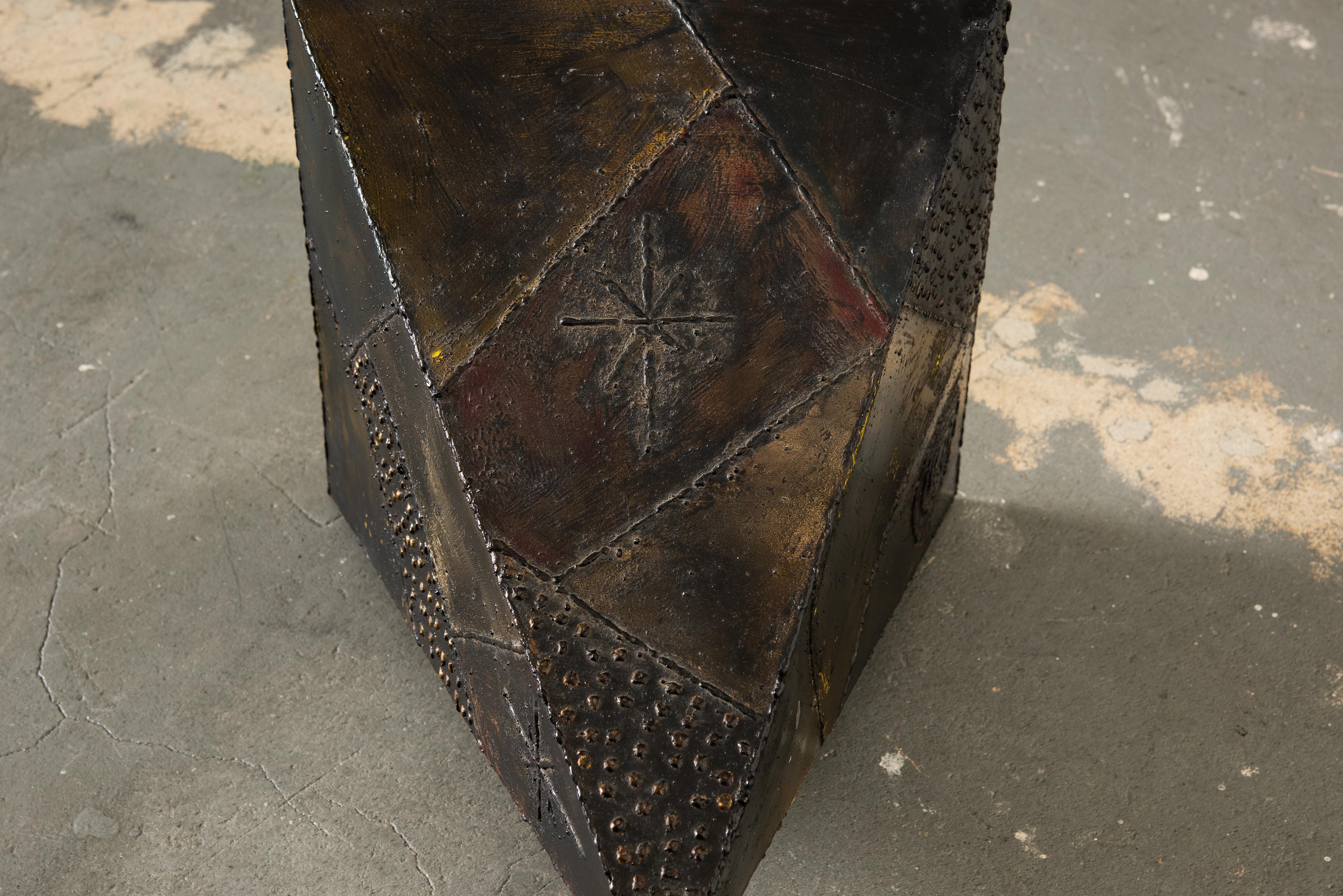 Paul Evans PE-13 Double-Pyramid Cocktail Table in Steel, Pewter & Bronze c. 1970 9