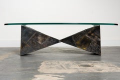 Paul Evans PE-13 Double-Pyramid Cocktail Table in Steel, Pewter & Bronze c. 1970