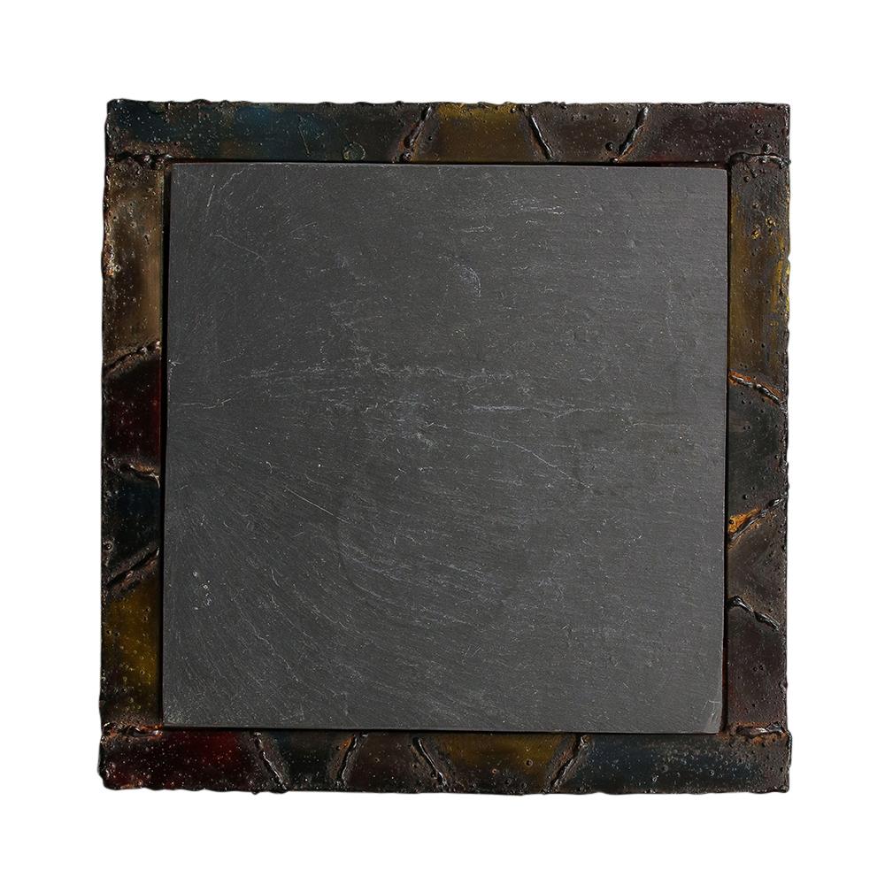 Paul Evans PE-20 Cube Side Tables, Inset Slate, Oxidized Steel, Bronze, Signed For Sale 9
