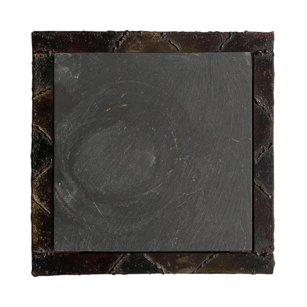 Paul Evans PE-20 Cube Side Tables, Inset Slate, Oxidized Steel, Bronze, Signed For Sale 10