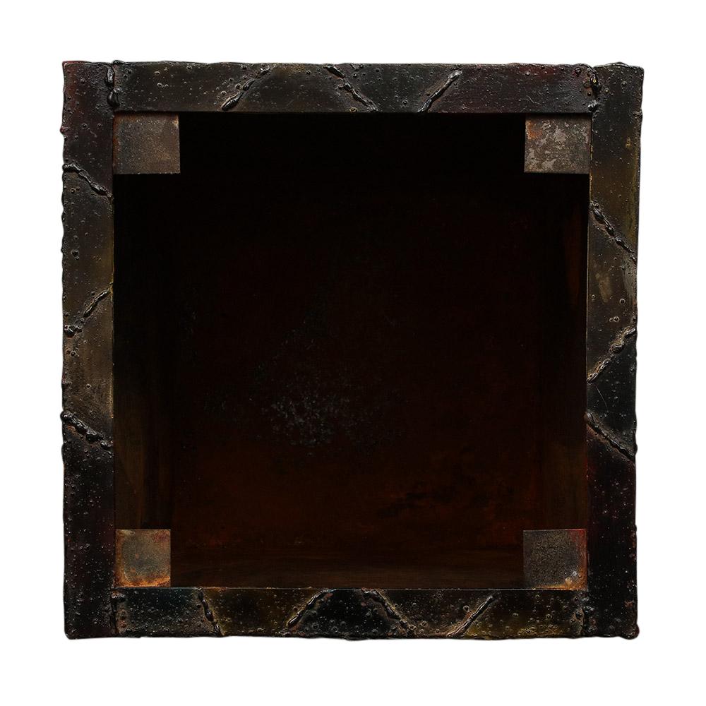 Paul Evans PE-20 Cube Side Tables, Inset Slate, Oxidized Steel, Bronze, Signed For Sale 11