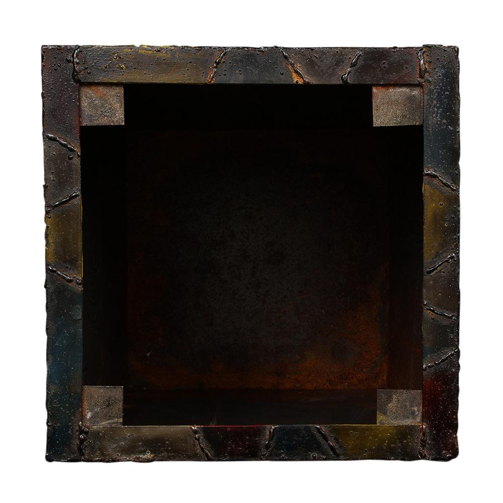 Paul Evans PE-20 Cube Side Tables, Inset Slate, Oxidized Steel, Bronze, Signed For Sale 12