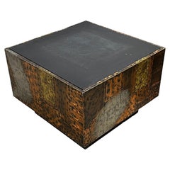 Paul Evans 'PE-31' Patchwork Copper and Slate Cube Table for Directional, c 1967