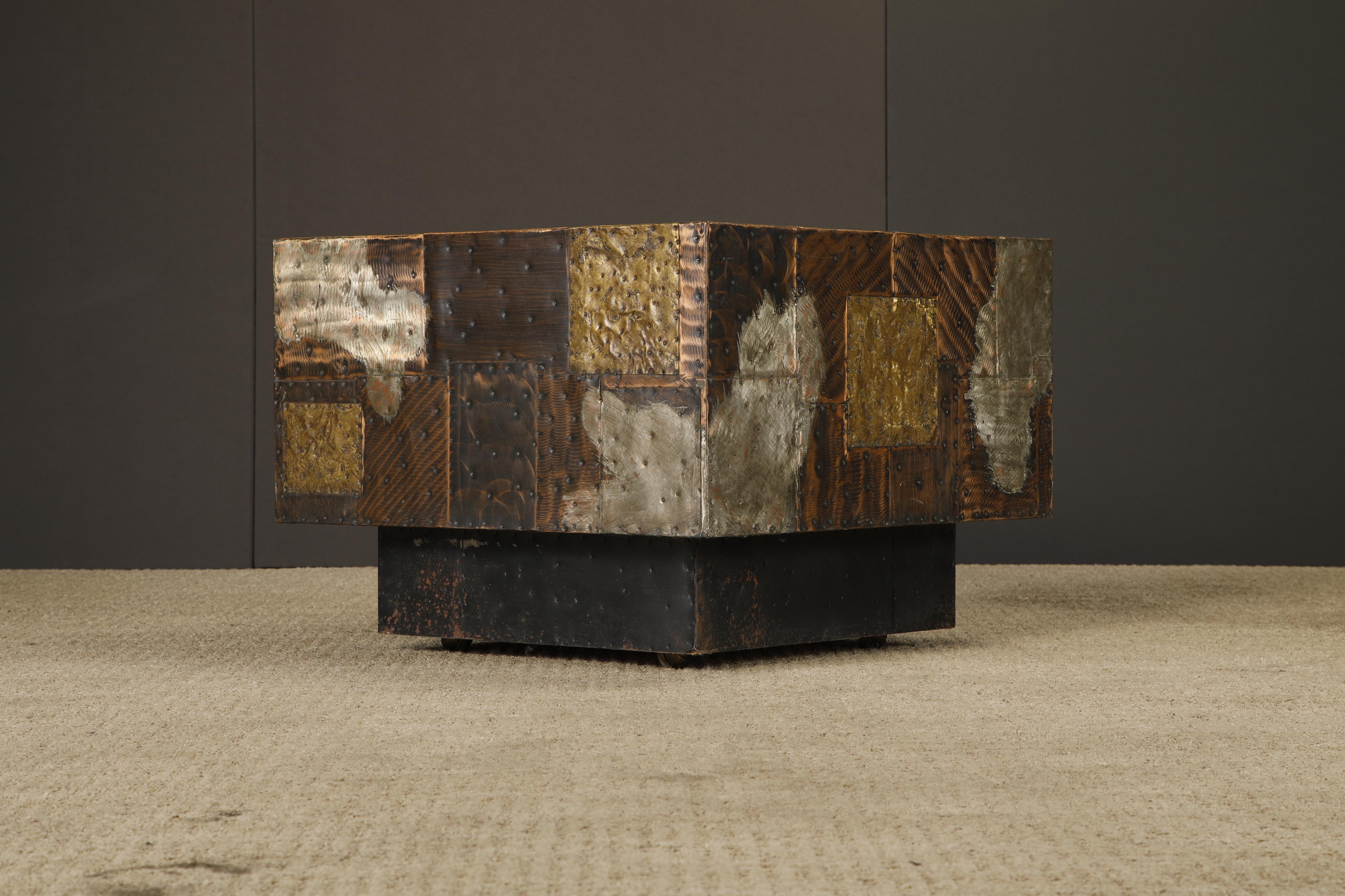 Paul Evans 'PE-31' Patchwork Copper Cube Table for Directional, c 1967 For Sale 3