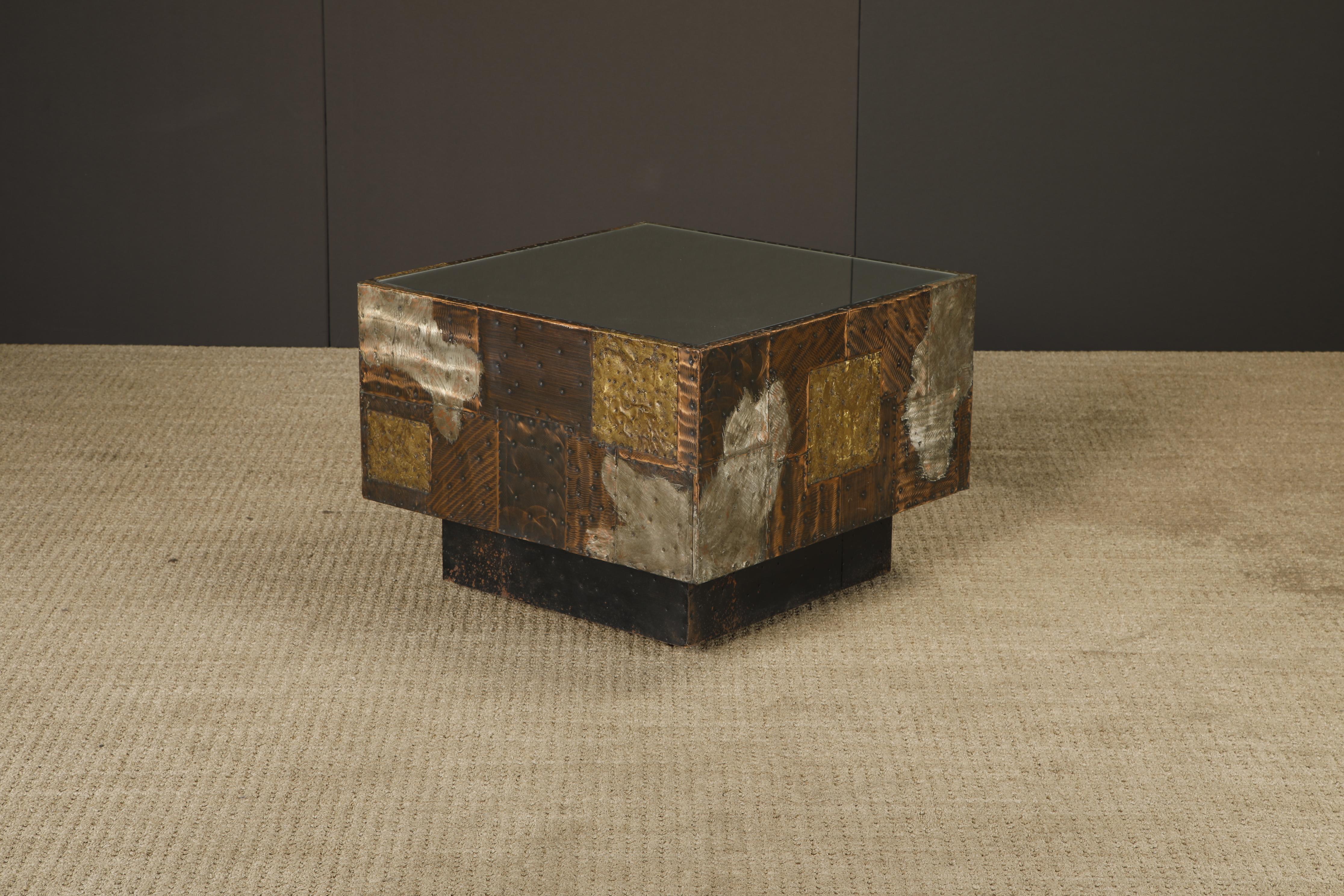 Paul Evans 'PE-31' Patchwork Copper Cube Table for Directional, c 1967 For Sale 4