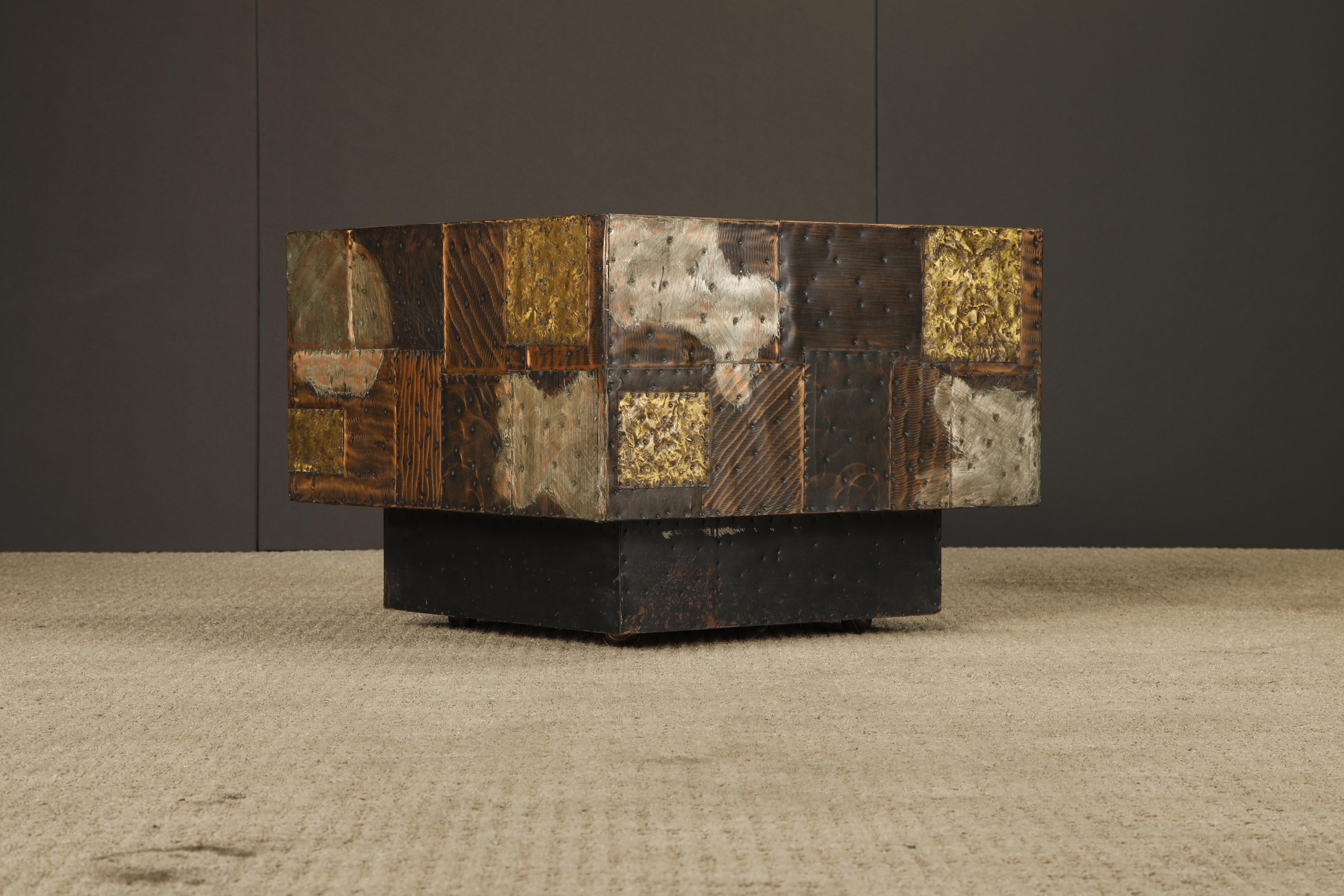 Paul Evans 'PE-31' Patchwork Copper Cube Table for Directional, c 1967 For Sale 8