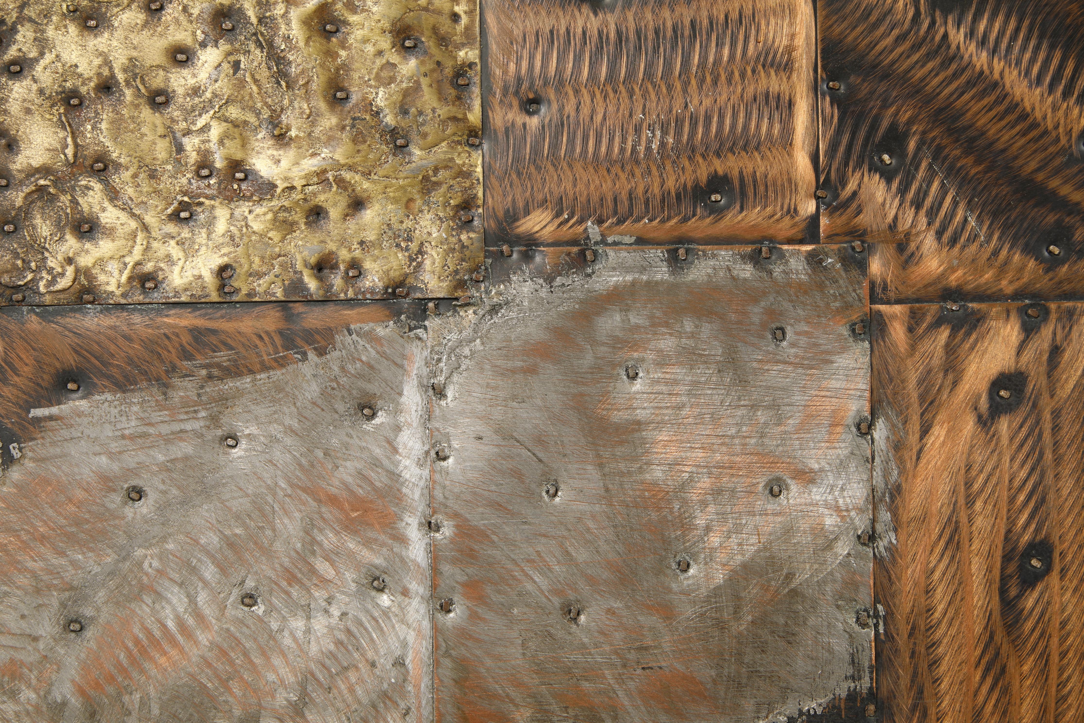 American Paul Evans 'PE-31' Patchwork Copper Cube Table for Directional, c 1967 For Sale