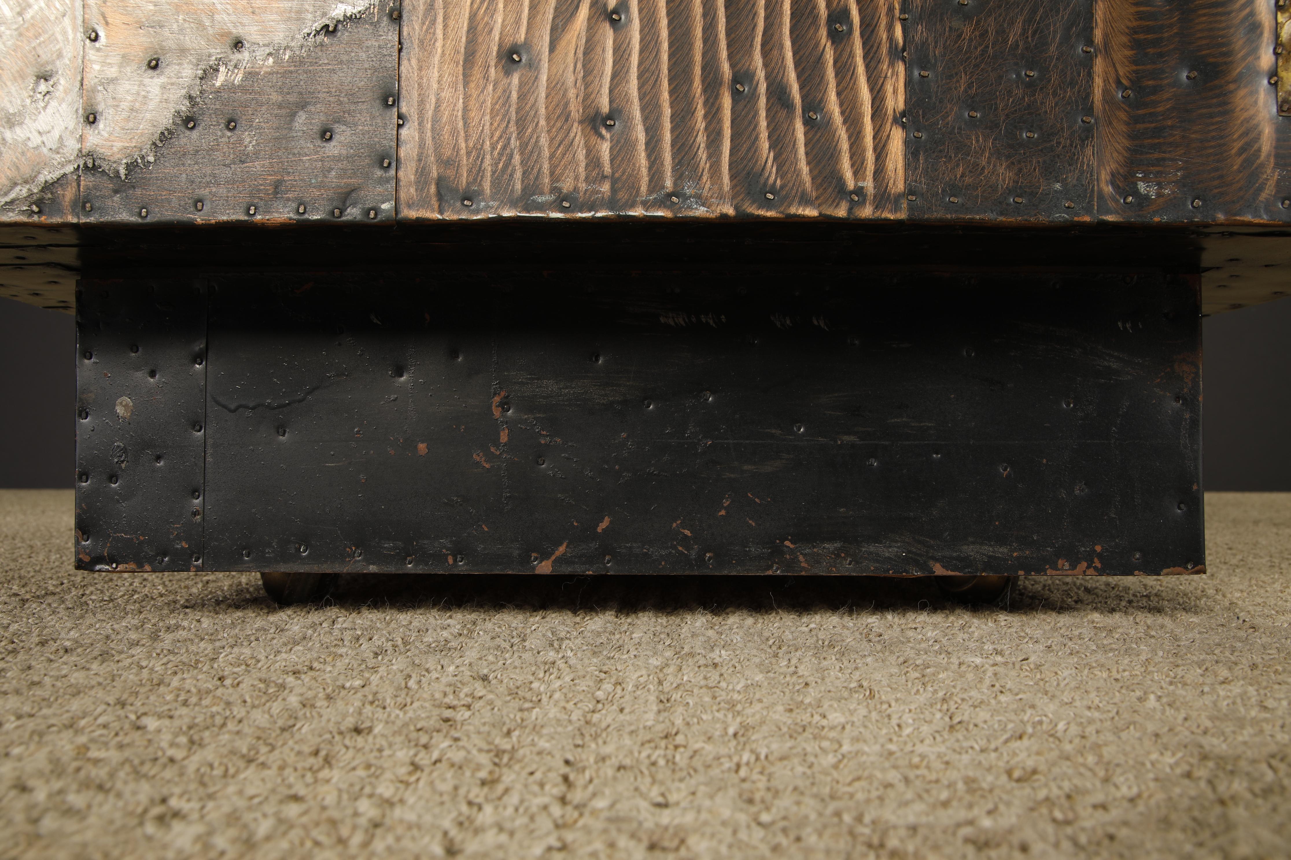 Paul Evans 'PE-31' Patchwork Copper Cube Table for Directional, c 1967 In Good Condition For Sale In Los Angeles, CA