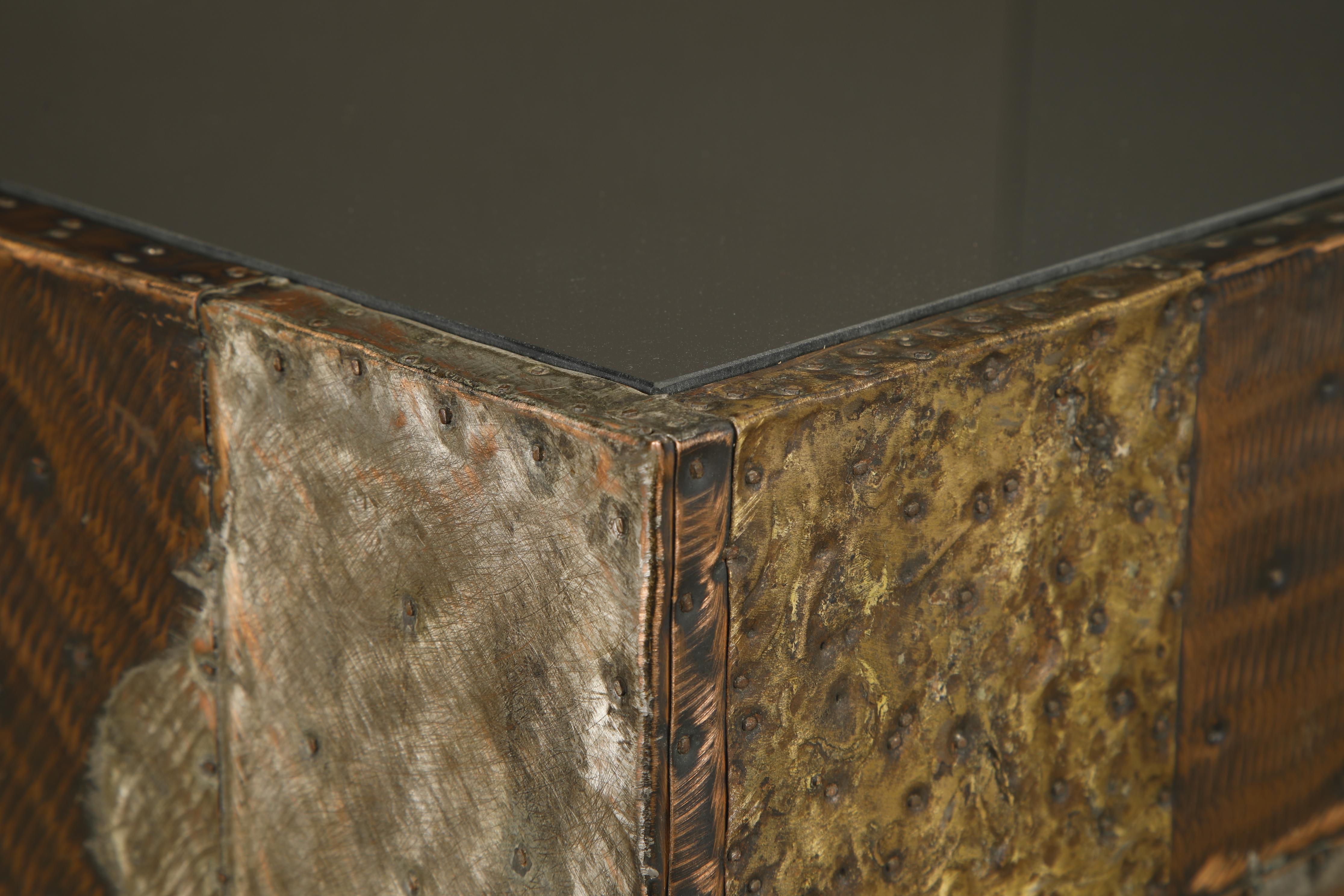 Paul Evans 'PE-31' Patchwork Copper Cube Table for Directional, c 1967 For Sale 1