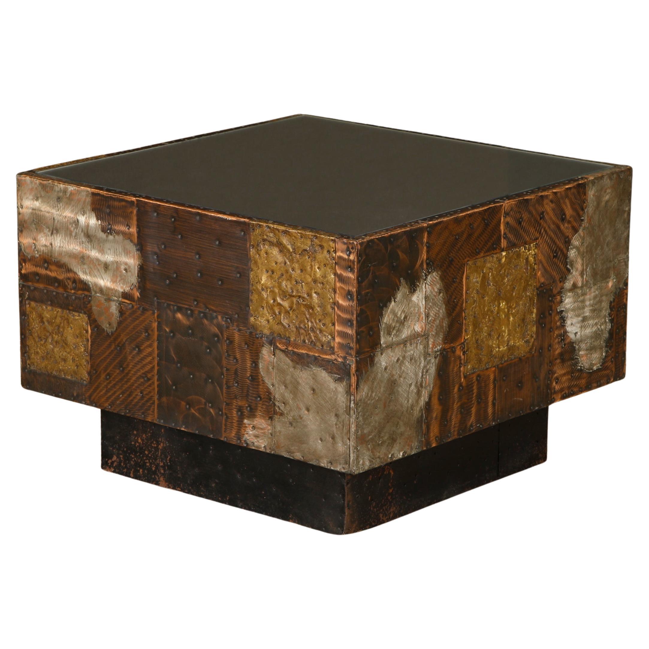 Paul Evans 'PE-31' Patchwork Copper Cube Table for Directional, c 1967 For Sale