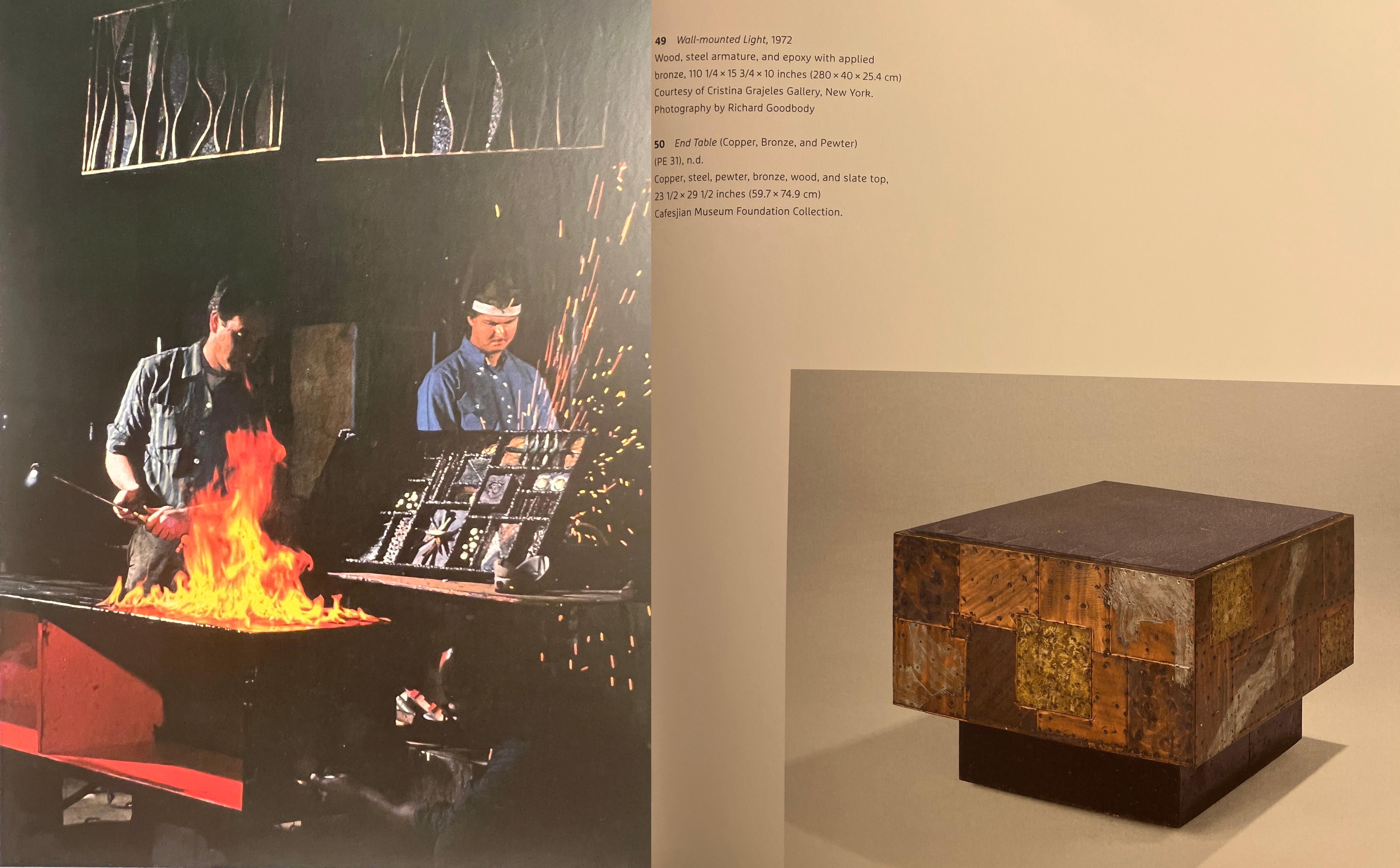 Patinated Paul Evans 'PE-31' Patchwork Copper Table with Slate Top for Directional, c 1967