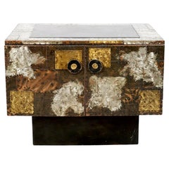 Paul Evans 'PE-32' armoire en cuivre patchwork avec dessus en ardoise pour Directional, 1968