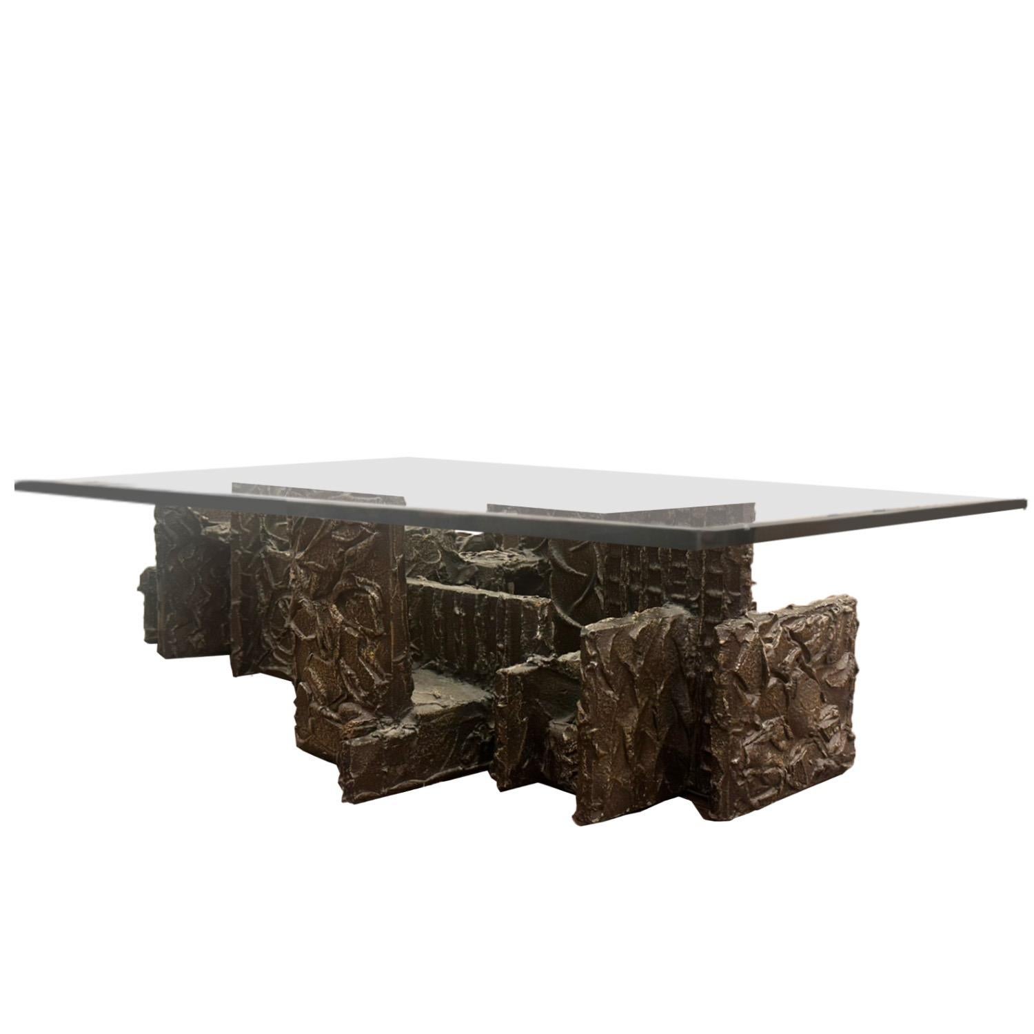 Brutalist Paul Evans PE 70 Sculpted Bronze Cocktail Table, 1970 (Signed)