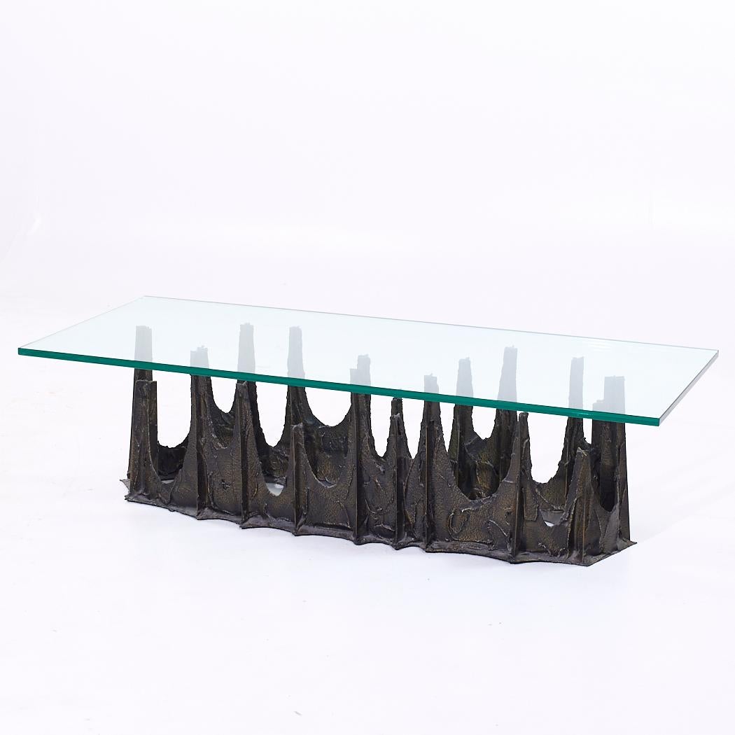 Mid-Century Modern Paul Evans PE-71 Mid Century Sculpted Bronze Stalagmite Oval Coffee Table For Sale
