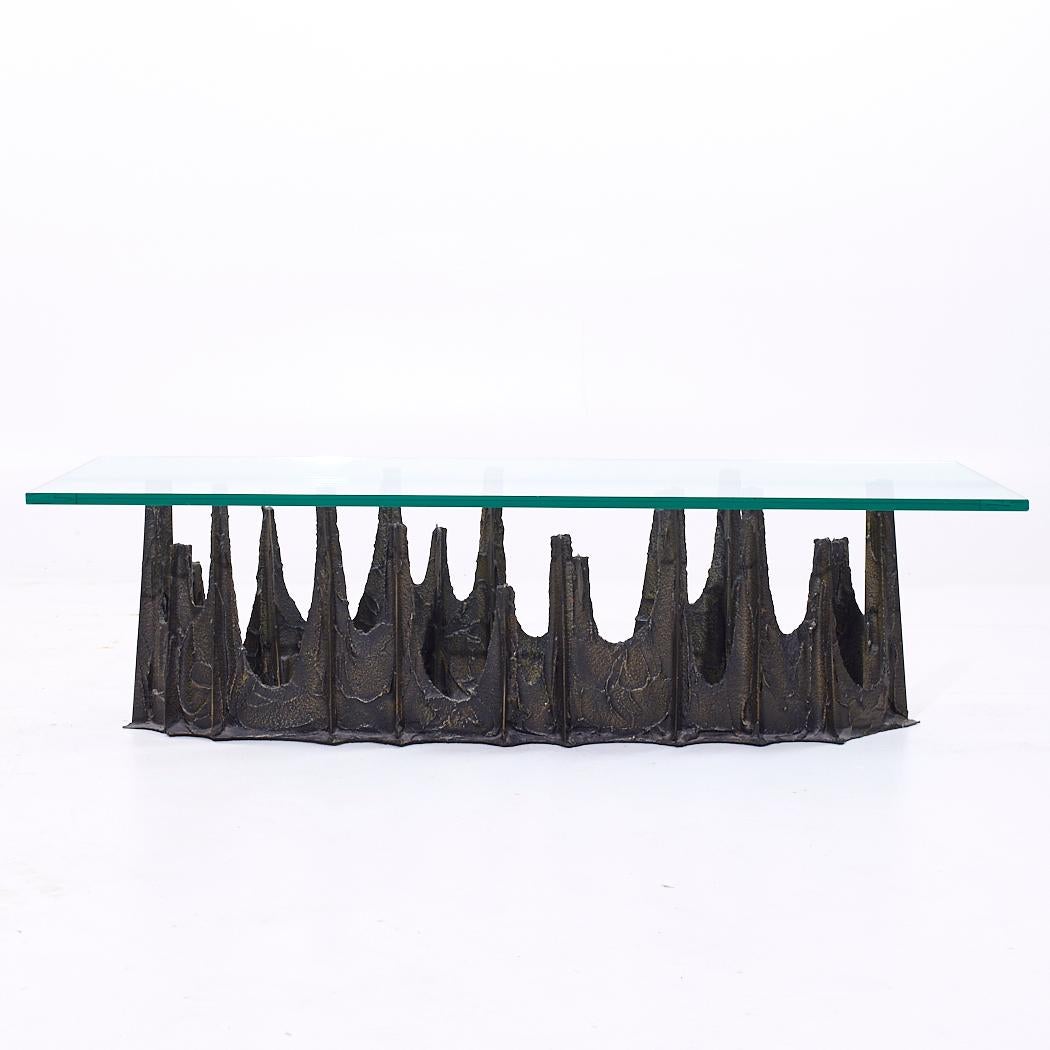 American Paul Evans PE-71 Mid Century Sculpted Bronze Stalagmite Oval Coffee Table For Sale