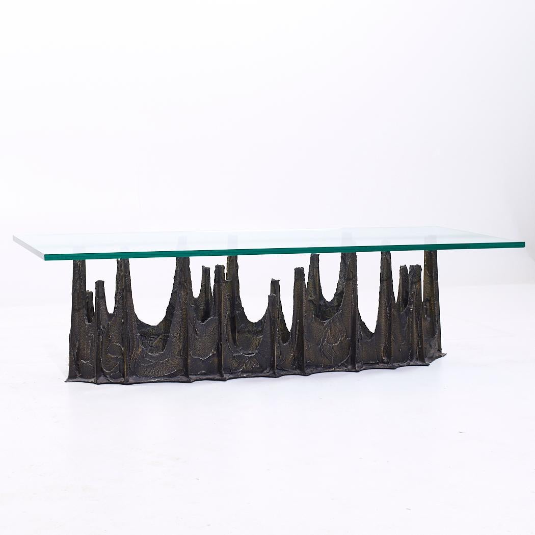 Paul Evans PE-71 Mid Century Sculpted Bronze Stalagmite Oval Coffee Table In Good Condition For Sale In Countryside, IL