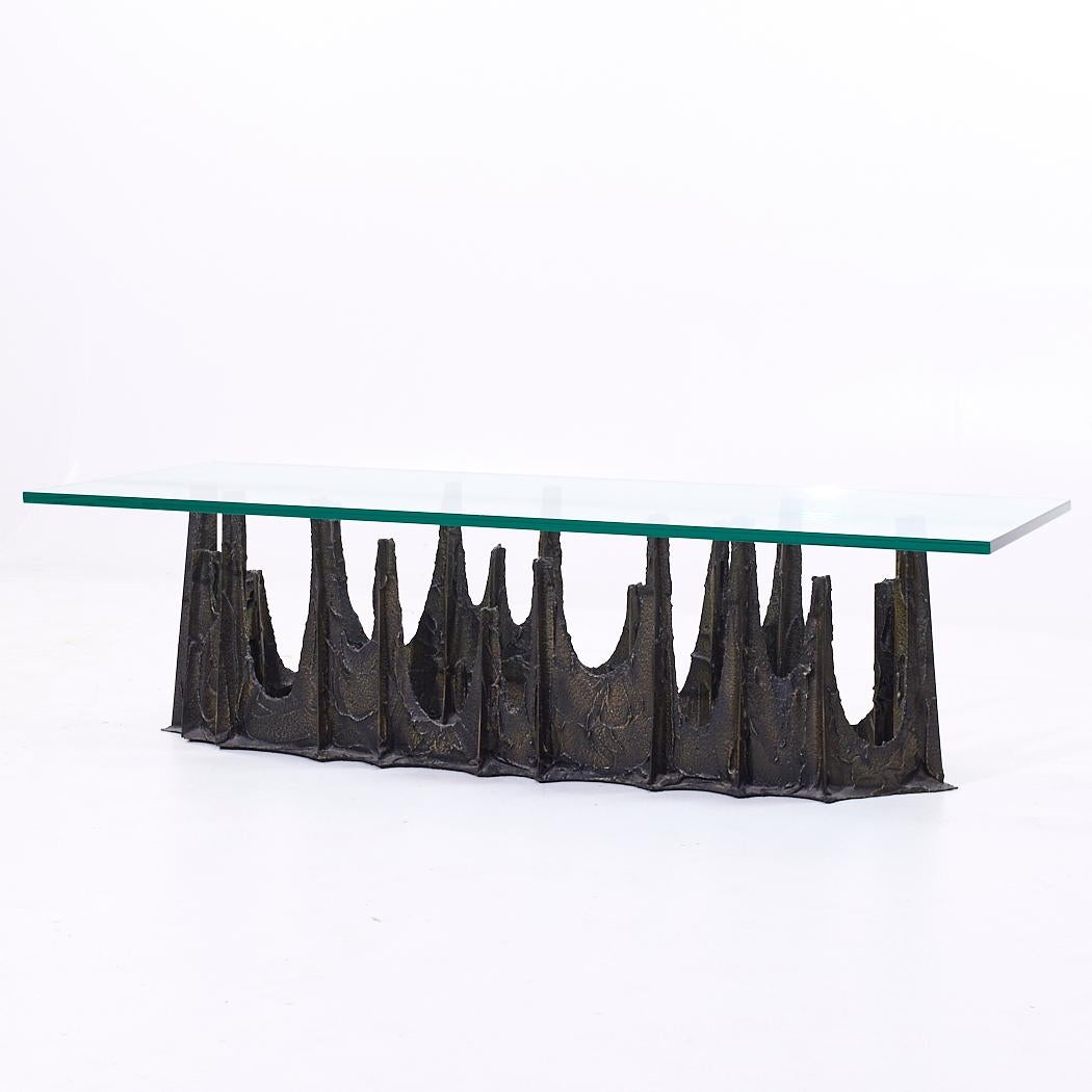 Late 20th Century Paul Evans PE-71 Mid Century Sculpted Bronze Stalagmite Oval Coffee Table For Sale
