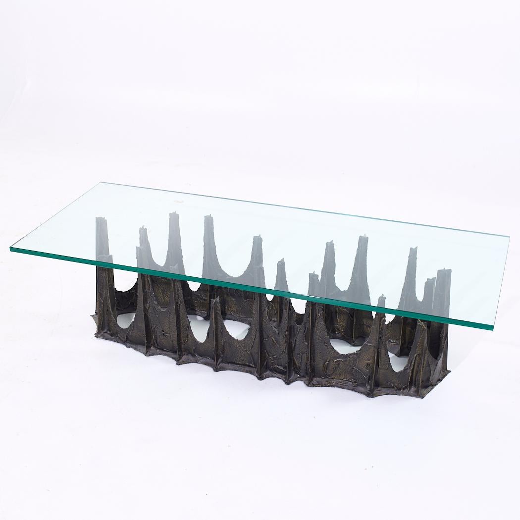 Paul Evans PE-71 Mid Century Sculpted Bronze Stalagmite Oval Coffee Table For Sale 1