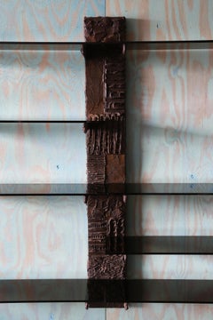 Paul Evans PE71 Bronzed resin and Glass Floating Bookshelf Wall Unit c. 1970s