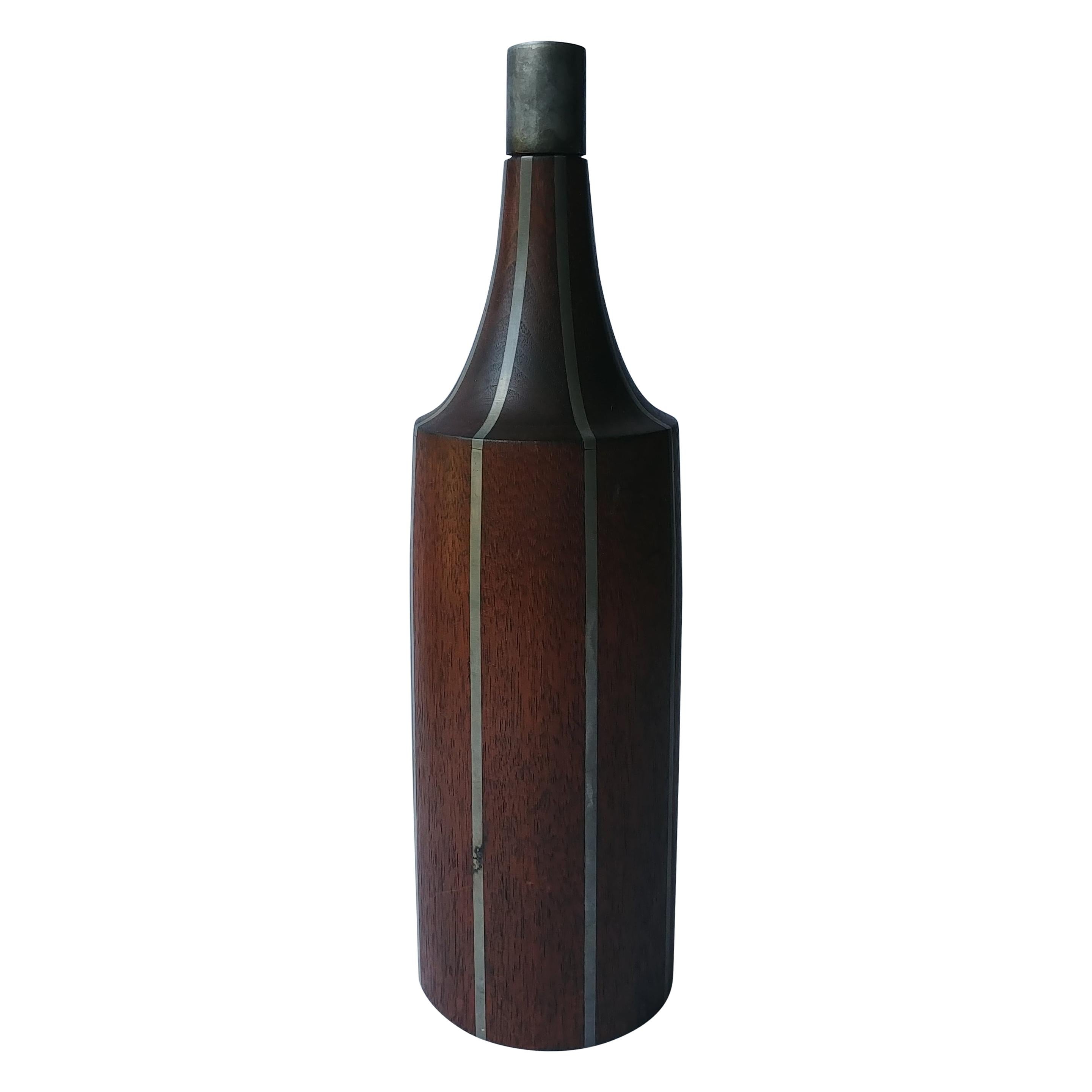 Paul Evans & Phillip Lloyd Powell, Very Rare, Walnut and Pewter Bottle