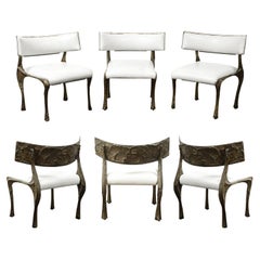 Paul Evans Rare and Important Set of 6 Sculpted Bronze Dining Chairs 1960s