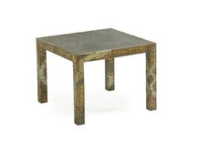 Paul Evans Rare Inset Slate Top Patinated Metal Patchwork Breakfast Center Table