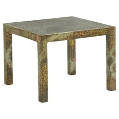 Paul Evans Rare Inset Slate Top Patinated Metal Patchwork Breakfast Center Table