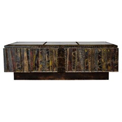 Grande crédence Paul Evans rare « Deep Relief Credenza » 1968 (signée et datée)