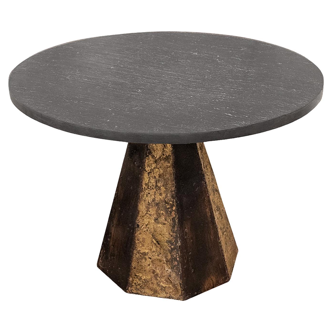 Paul Evans Rare Side Table with Welded Gilded Base and Slate Top, 1968